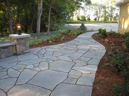 Thread codes from acnh are welcome! A Stunning Random Pattern Blue Select Bluestone Walkway Enhanced With Plantings And Night Lighting Flagstone Walkway Walkway Landscaping Front Yard Design