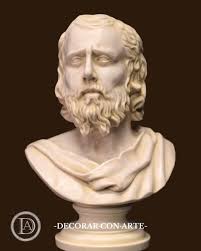 Bust of the Stoic Philosopher Epictetus. 32cm (11.42in.) Circular Base.  Molded Marble. Handmade in Spain. Decoration and Gifts