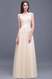 Elegant Tulle Lace Champagne Long Bridesmaid Dress With Appliques Sleeveless Bridesmaid Dresses Cheap Bridesmaid Dresses Bridesmaid Dresses