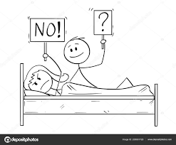 Cartoon of Couple in Bed, Man Wants Sexual Intercourse, Woman is Rejecting  Stock Vector by ©ursus@zdeneksasek.com 205931720