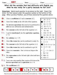 Equation Terminology Puzzles Numerical Expression Algebraic Expressions Math Manipulatives