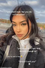 A glam plasterer films herself doing construction work while wearing FAKE  NAILS