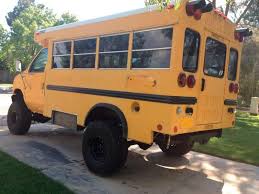 4x4 Short School Bus Diesel One Ton Axles Lifted On 35 Tires Dual A C Short School Bus School Bus Camper School Bus
