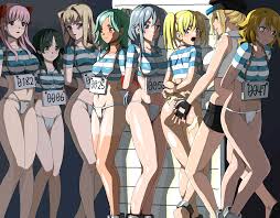 shinya (shinyanchi), haramura nodoka, sheryl nome, macross,  macross frontier, saki (manga), character request, 6+girls, arms behind  back, ass, barefoot, bdsm, blonde hair, blue hair, blush, bondage, bound,  breasts, cameltoe, female focus ...