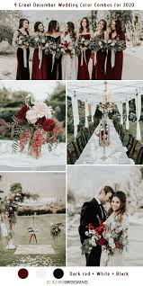 Black And White Wedding Arch Decorations 9 Great December Wedding Color Combos For 2020 In 2020 December Wedding Colors Black Wedding Decorations Dark Red Wedding