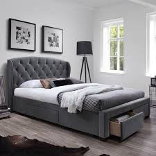 lit capitonne tissu gris avec sommier et rangements rosalie lit capitonne lit 160x200 avec rangement tete de lit capitonnee