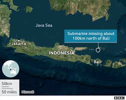 Title, text, and legend in indonesian and english. Missing Indonesian Submarine Has 72 Hours Of Oxygen Left Navy Says Bbc News
