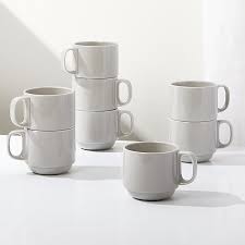 Logan Grey Stacking Mugs Set Of 8 Reviews Crate And Barrel Mugs Crate And Barrel White Coffee Mugs