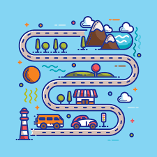 Road Map Illustration Road Map Design Illustrated Map Timeline Design