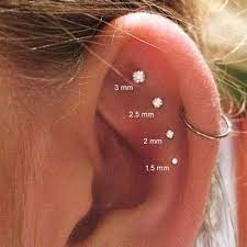 14k Diamond Cartilage Tragus Helix Monroe Nose Stud Earring 18g 16g Push In Diamond Earrings Studs Tragus Piercing Jewelry Cartilage Earrings Stud