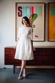 The vintage inspired satin short wedding dresses feature authentic detail from the 1950s such as satin collars and gorgeous circular skirts. Pin On Future Mrs