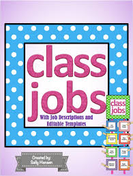 classroom job chart cards with headers descriptions