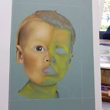 Portrait painting using Verdaccio method with Pan pastels in Cambridge  workshop