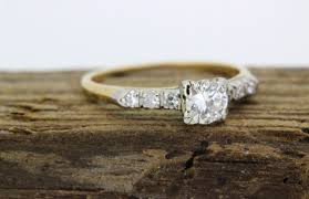 1950s Diamond Engagement Ring Set In 14 Karat Yellow Gold 895 Vintage Engagement Rings Engagement Rings Affordable Antique Engagement Rings