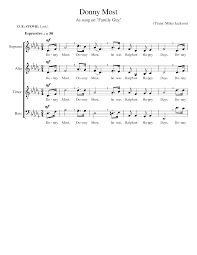 Download Donny Most Song From Family Guy Sheet Music For Soprano Tenor Alto Bass Choral Download And Print In Pdf Or Midi Free Sheet Music For Donny Most Song By Ron Jones