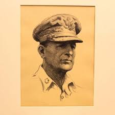 Portrait Gen. Douglas Macarthur, Original Lithograph, Signed by Artist S.J.  Woolf
