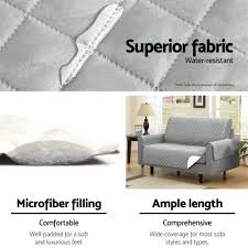 Artiss 3 seater couch cover sofa covers recliner lounge protector slipcovers. Artiss Sofa Cover Quilted Couch Covers Protector Slipcovers 3 Seater Grey Spillarosales