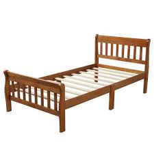 Sleigh platform bed twin with matching foot board with trundle (antique walnut) (43.25h x 41.38w x 83.50d). Sleigh Twin Beds Bedroom Furniture The Home Depot
