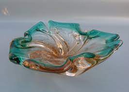 Green Murano Glass Bowlmurano Glass Ashtraybiomorphic Glass Etsy Glass Art Art Glass Bowl Murano Glass