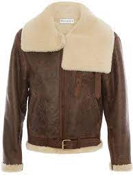 Jw Anderson Chamarra Estilo Aviador Con Cuello De Lana Farfetch Shearling Collar Aviator Jackets Shearling Jacket