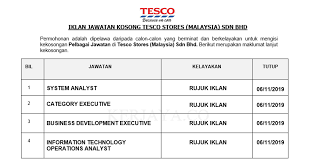 Cari jawatan kosong malaysia terkini 2021. Jawatan Kosong Terkini Tesco Stores Pelbagai Kekosongan Jawatan Kerja Kosong Kerajaan Swasta