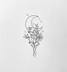 Moon And Flowers Art In 2021 Tattoos Simplistic Tattoos Floral Tattoo Design