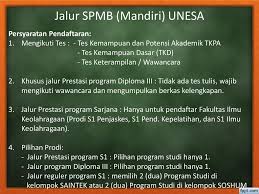 Kumpulan daftar jadwal ujian mandiri ptn atau seleksi mandiri ptn di indonesia 2017/2018 meliputi tanggal pendaftaran, tanggal tes dan jalur pendaftarannya. Ujian Mandiri Unesa Masnurul