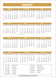 You can download these printable calendars and either save to your system and. Canada Calendar 2021 With Holidays Free Printable Template Printable The Calendar