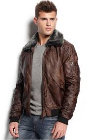 Guess Faux Leather Aviator Jacket Fly High In This Classic Leather Aviator Jacket By Guess Featuring A P Mens Leather Coats Aviator Jacket Mens Long Coat Men