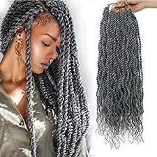 Curly Ends Gray Wavy Senegalese Twist Crochet Hair Braids Senegalese Twist Hairstyles Braid In Hair Extensions Twist Hairstyles