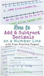 add subtract decimals on a number line free printable