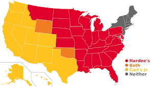 Cashier, crew member, cook, shift leader, assistant manager, general manager. States With Hardee S Locations Vs States With Carl S Jr Locations 2000 X 1163 Mapporn