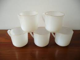 5 Tasses A Cafe Expresso En Verre Opaline Blanc Lisere Dore Etsy Candle Holders Planter Pots Candles