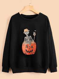 10 halloween sweaters you can wear instead of a costume if you really want. Sweatshirt Mit Halloween Grafik Romwe