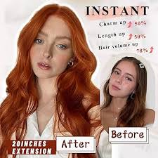 Amazon.com: NAYOO Extensiones de cabello largo ondulado con clip, para  mujer, 4 piezas, color rojo cobre, rizado, grueso, con fibra de doble  trama, cabello de cabeza completa (20 pulgadas, rojo cobre) :