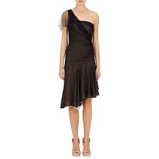 J Mendel Women S Swiss Dot Silk One Shoulder Cocktail Dress 3 295 Liked On Polyvore Featurin Silk Cocktail Dress Ladies Dress Design Corset Style Dresses