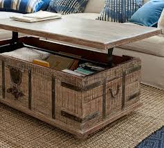 24w x 24d x 24h finish: Kaplan Reclaimed Wood Lift Top Coffee Table Pottery Barn