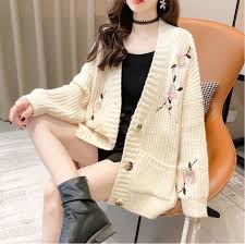 Embroidery designs embroidered clothes embroidery techniques. Best Selling Fashion Embroidery Loose Knitted Cardigan Sweater For Autumn Winter Pr1042 White Free Size Accuweather Shop