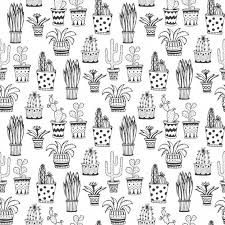 Black And White Cactus Wallpaper Motif Succulent Et De Cactus Doodle Fleurs En Arriere Plan De Pots In 2020 Flower Doodles Succulent Doodle Cactus