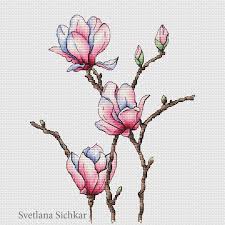 Border with flowers and jugs free cross stitch patterns. Cross Stitch Pattern Magnolia Patterns Kolenik Arts Crafts Sewing