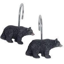 Black Bear Shower Curtain Hooks Black Bear Lodge Shower Curtain Hooks Set Of 12 Black Bear Lodge Rustic Shower Curtains Black Forest Decor