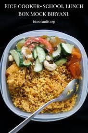How To Make Rice Cooker School Lunch Box Mock Biryani Island Smile Lunch Biryani Recipes