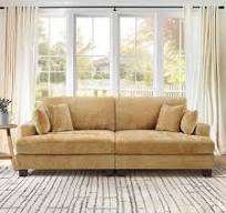 LUE BONA 88 in. Modern Straight Arm Sofa Chenille Upholstered Rectangle  4-Removable Cushion Triple Lounge Sofa in Ginger BLK-GINGER-1 - The Home  Depot