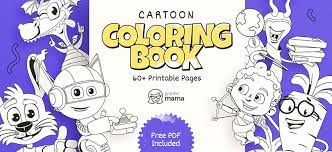 What you have here is the ultimate colouring book for adults with lots of different categories: Cartoon Coloring Book 60 Free Printable Pages Pdf By Graphicmama Graphicmama Blog