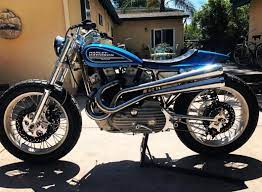 Nice Blue Harley Xr 750 Street Track Rig Harley Bikes Tracker Motorcycle Sportster Cafe Racer