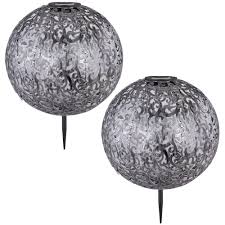 2er Set Led Solar Kugel Steck Leuchten Dekor Stanzung Garten Aussen Erdspiess Lampen Silber Schwarz Kaufen Bei Www Etc Shop De Gmbh Co Kg