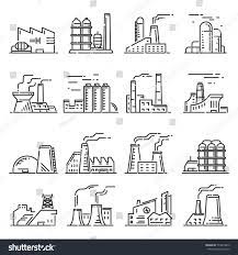 Factory Building Outline Set Steel Construction Of Metal Industrial And Commercial Architecture Factory Icon Building Icon Factory Icon Factory Architecture