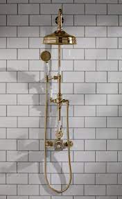 The Cast Iron Bath Company Exposed Shower Valve Kit With Diverter 6 Rose Polished Brass White Lever Sho Shower Valve Shower Fixtures Brass Bathroom Fixtures