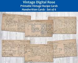 Vintage Printable Handwritten Recipe Cards Digital Collage Etsy In 2020 Recipe Cards Printable Recipe Cards Library Card Catalog