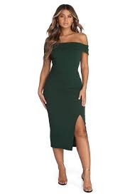 Keep Your Look Simply Elegant And Polished In Our Essential Kate Dress She Features An All Green Midi Dress Cocktail Dresses With Sleeves Hunter Green Dresses